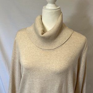 Jeanne Pierre beige cowl neck sweater with pockets